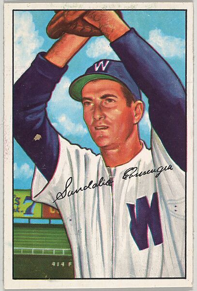 Issued by Bowman Gum Company | Sandalio Consuergra, Pitcher, Washington ...