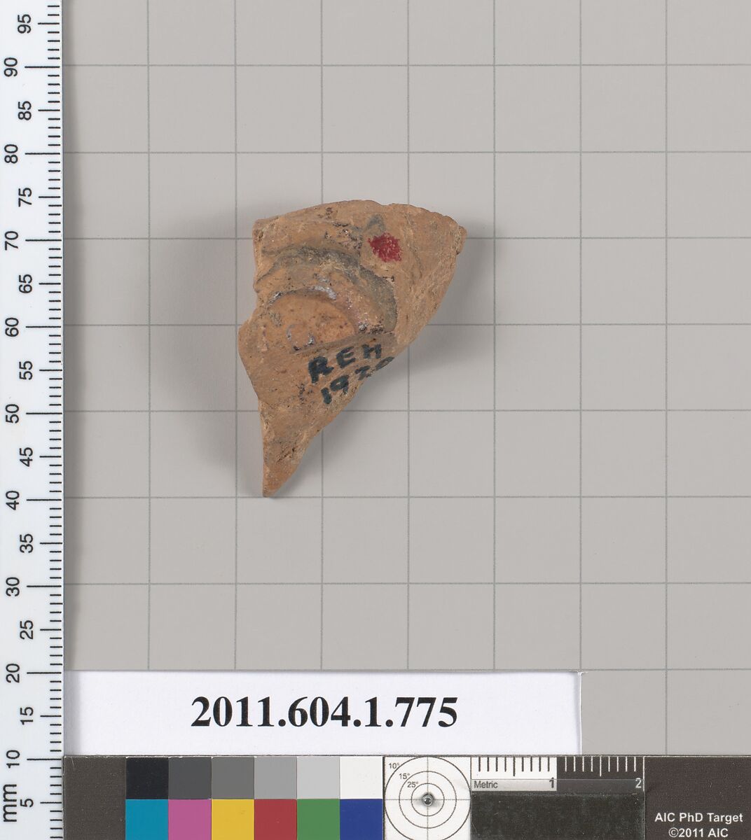 Terracotta fragment of a kylix (drinking cup), Terracotta, Greek, Attic