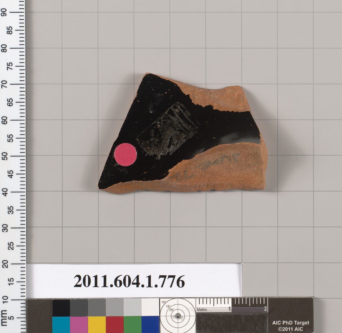 Terracotta fragment of a kylix (drinking cup), Terracotta, Greek, Attic