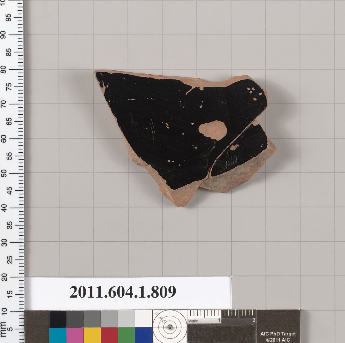 Terracotta fragment of a kylix (drinking cup), Terracotta, Greek, Attic