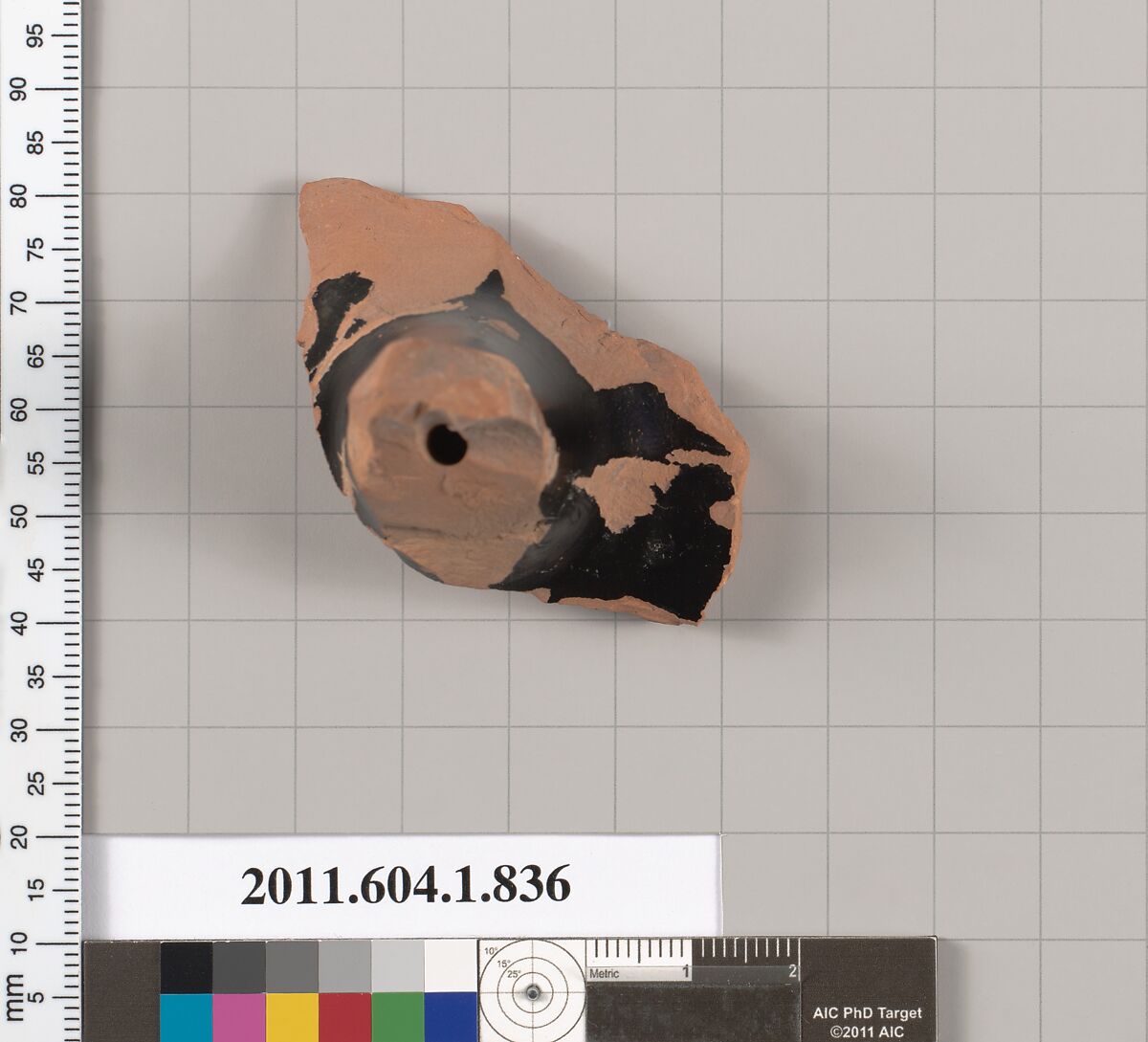 Terracotta fragment of a kylix (drinking cup), Terracotta, Greek, Attic