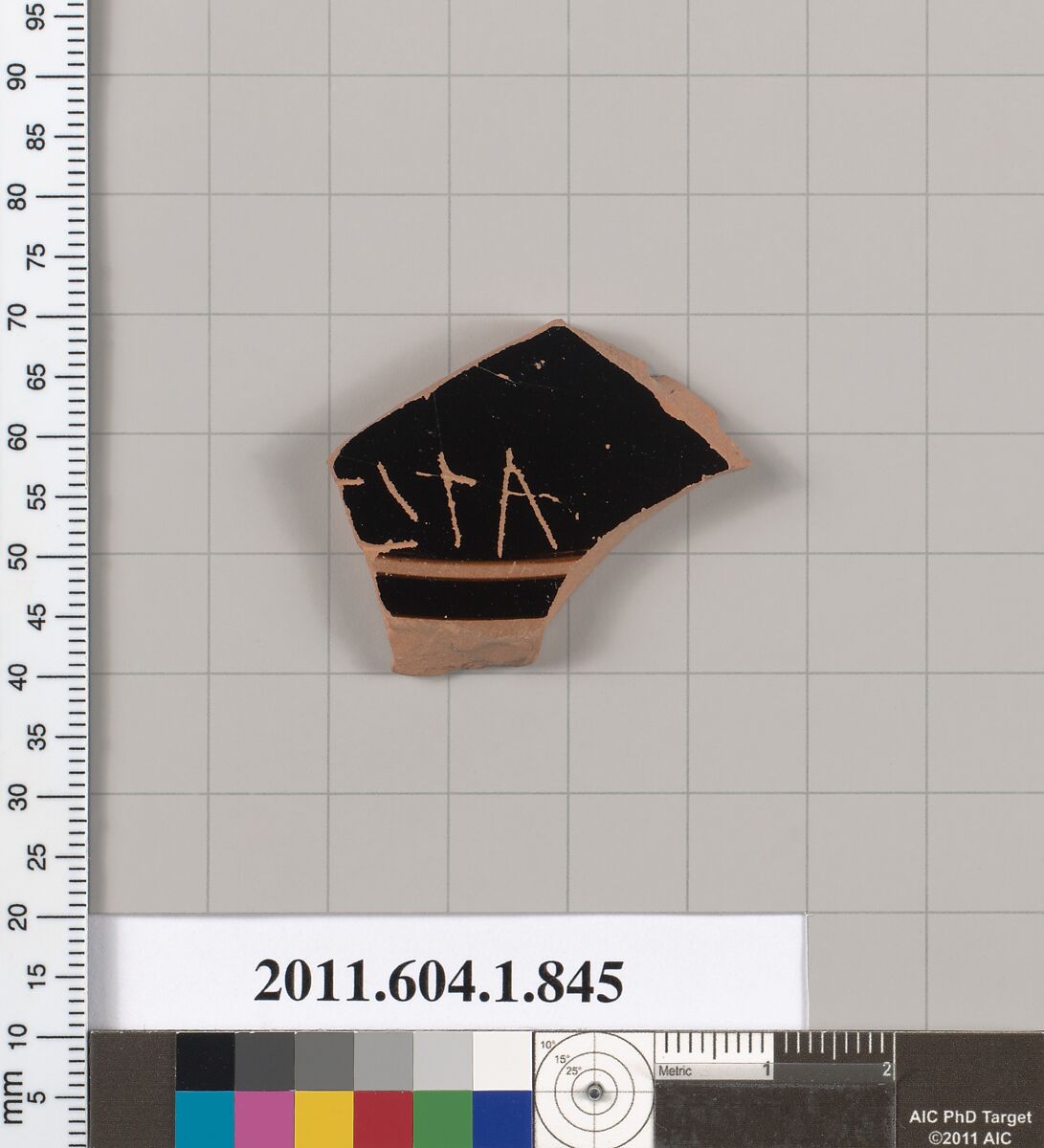 Terracotta fragment of a kylix (drinking cup), Terracotta, Greek, Attic 