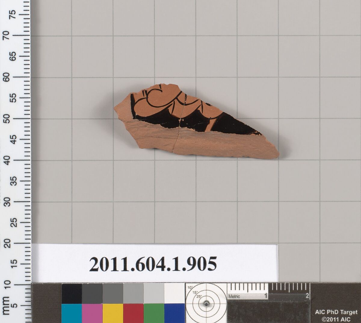 Terracotta fragment of a kylix (drinking cup), Terracotta, Greek, Attic