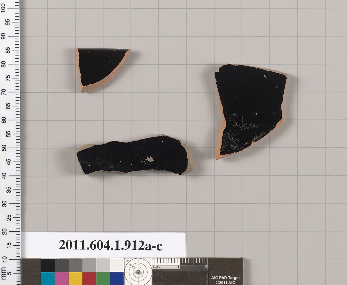 Terracotta fragments of kylikes (drinking cups), Terracotta, Greek, Attic