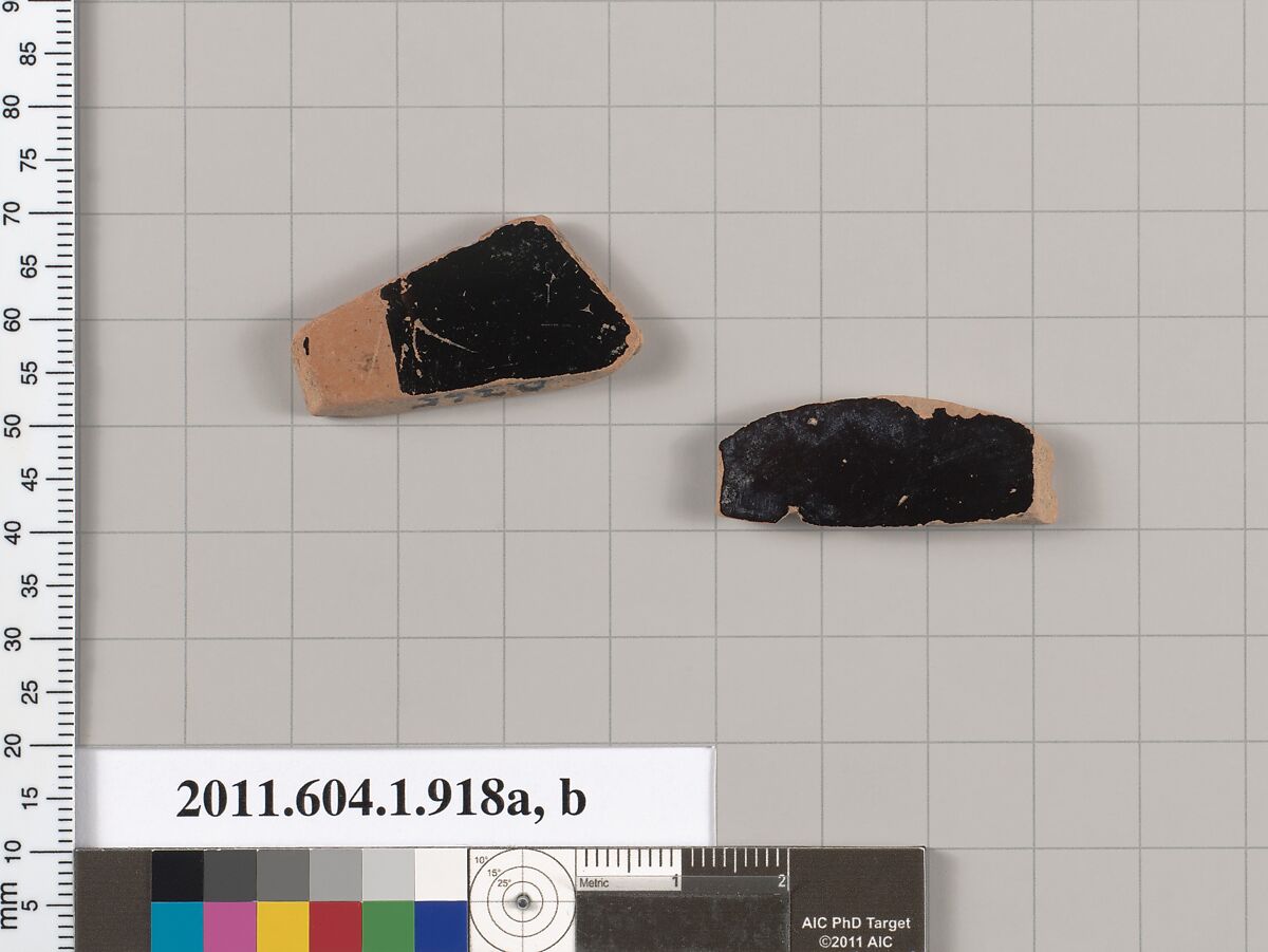 Terracotta fragments of kylikes (drinking cups), Terracotta, Greek, Attic