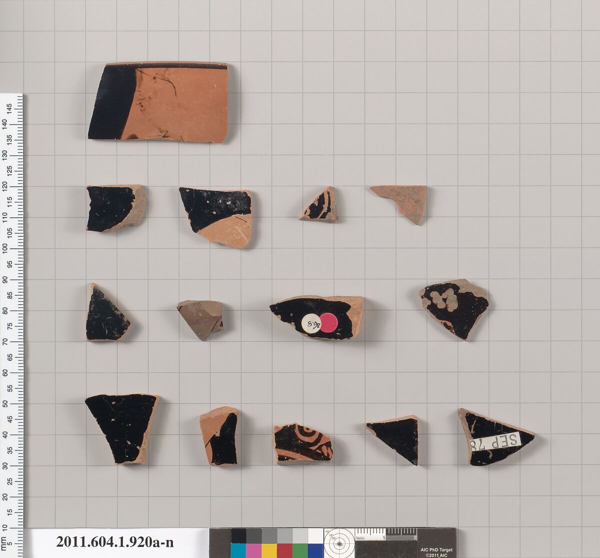 Terracotta fragments of kylikes (drinking cups), Terracotta, Greek, Attic