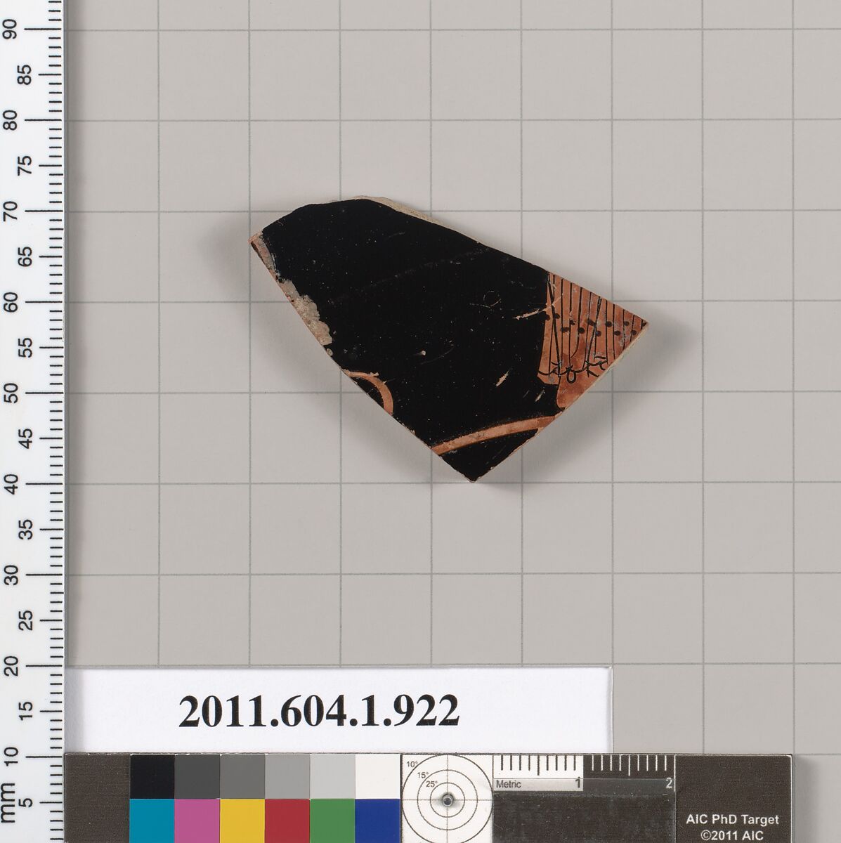 Terracotta fragment of a kylix (drinking cup), Terracotta, Greek, Attic