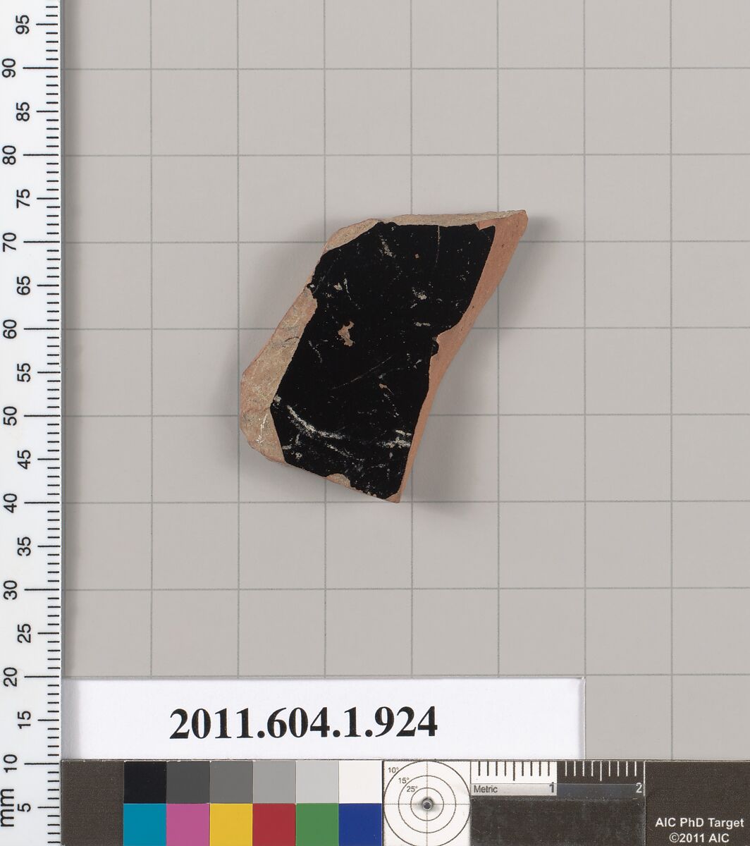Terracotta fragment of a kylix (drinking cup), Terracotta, Greek, Attic