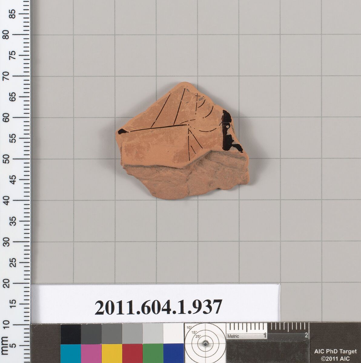 Terracotta fragment of a kylix (drinking cup), Terracotta, Greek, Attic
