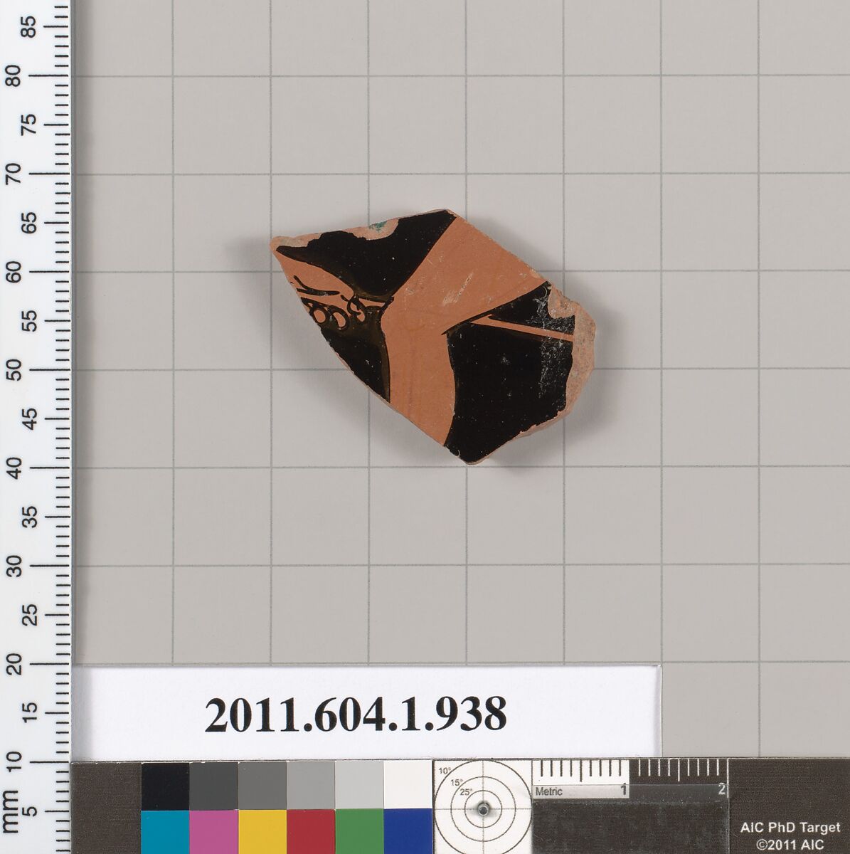 Terracotta fragment of a kylix (drinking cup), Terracotta, Greek, Attic