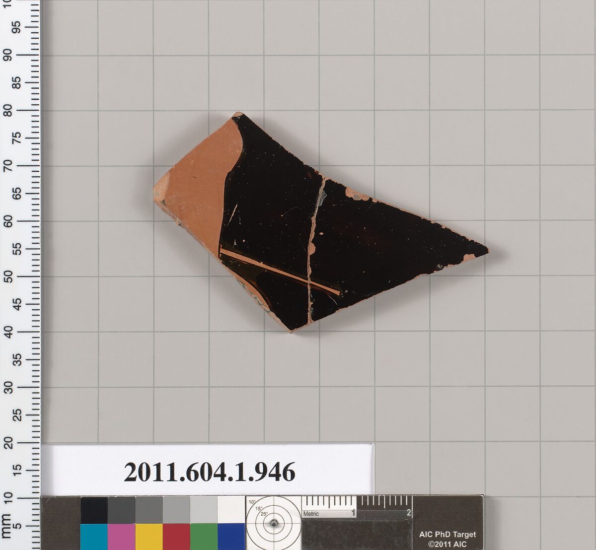 Terracotta fragment of a kylix (drinking cup), Terracotta, Greek, Attic