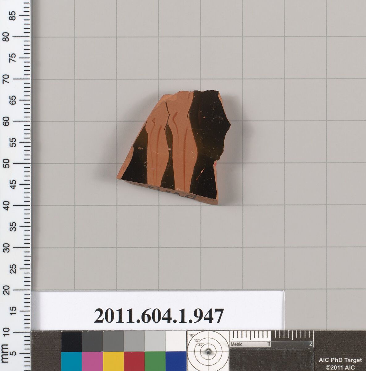 Terracotta fragment of a kylix (drinking cup), Terracotta, Greek, Attic