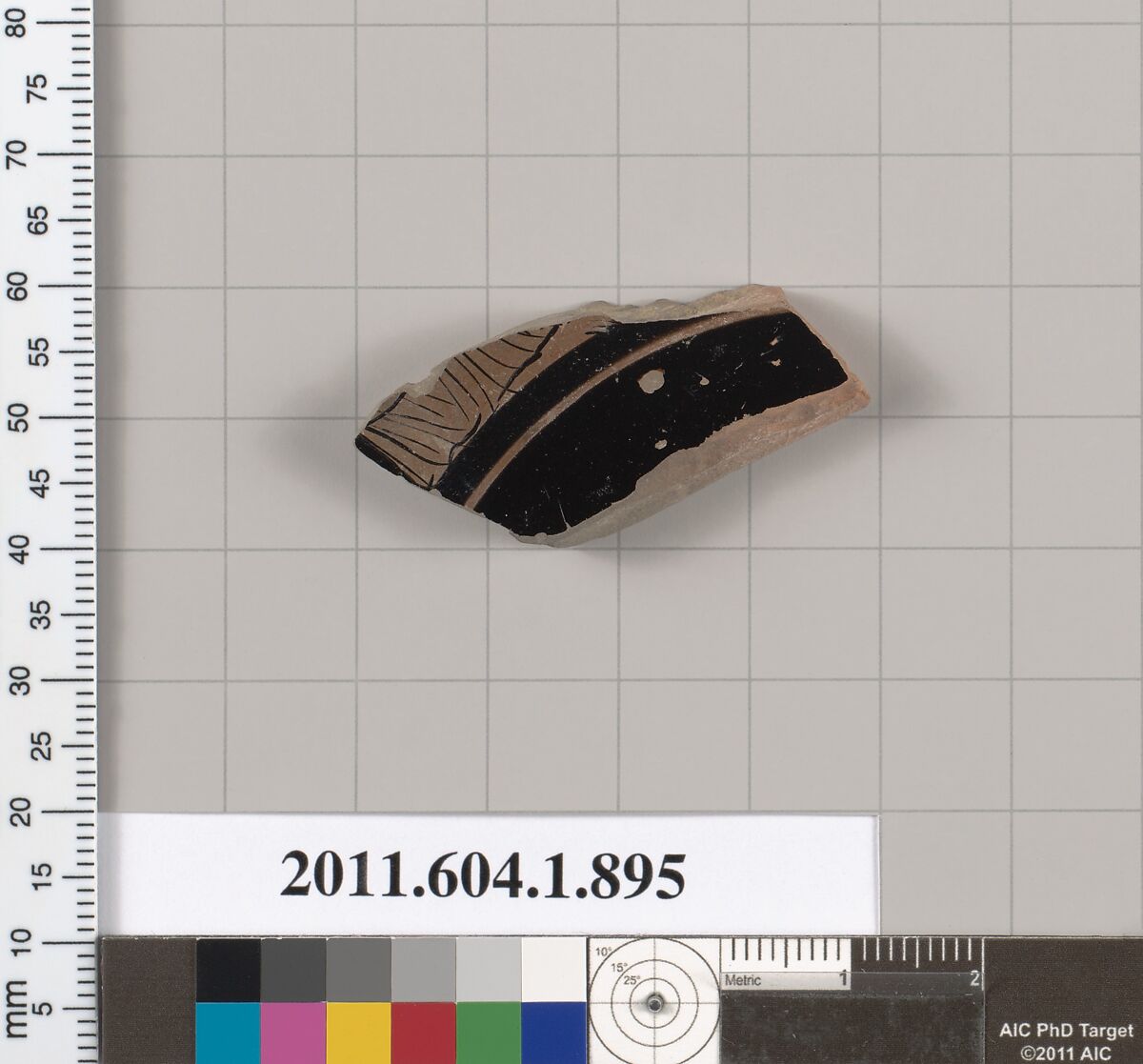 Terracotta fragment of a kylix (drinking cup), Terracotta, Greek, Attic