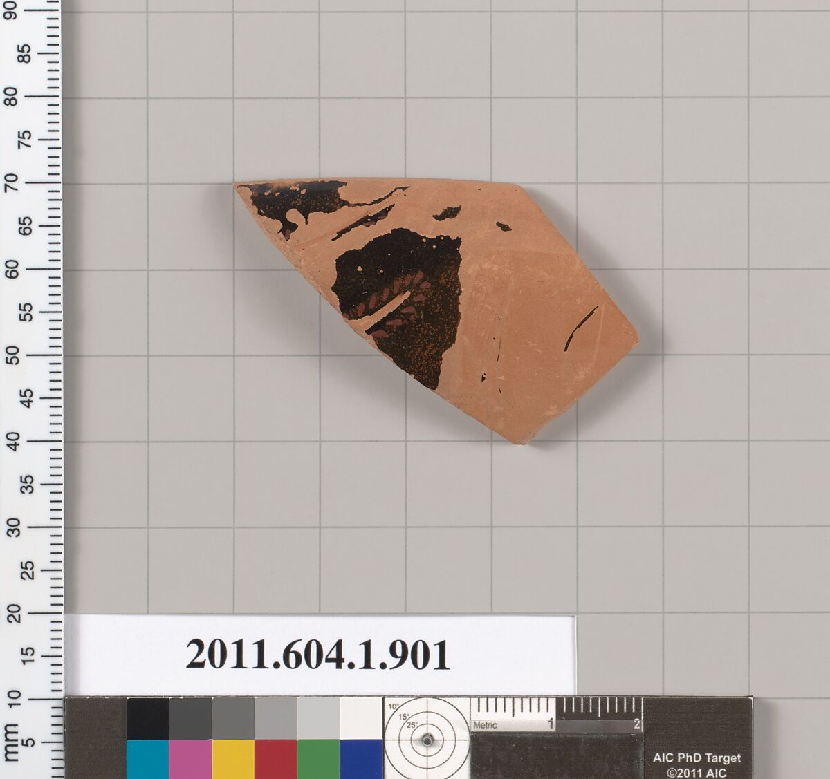 Terracotta rim fragment of a kylix (drinking cup), Terracotta, Greek, Attic