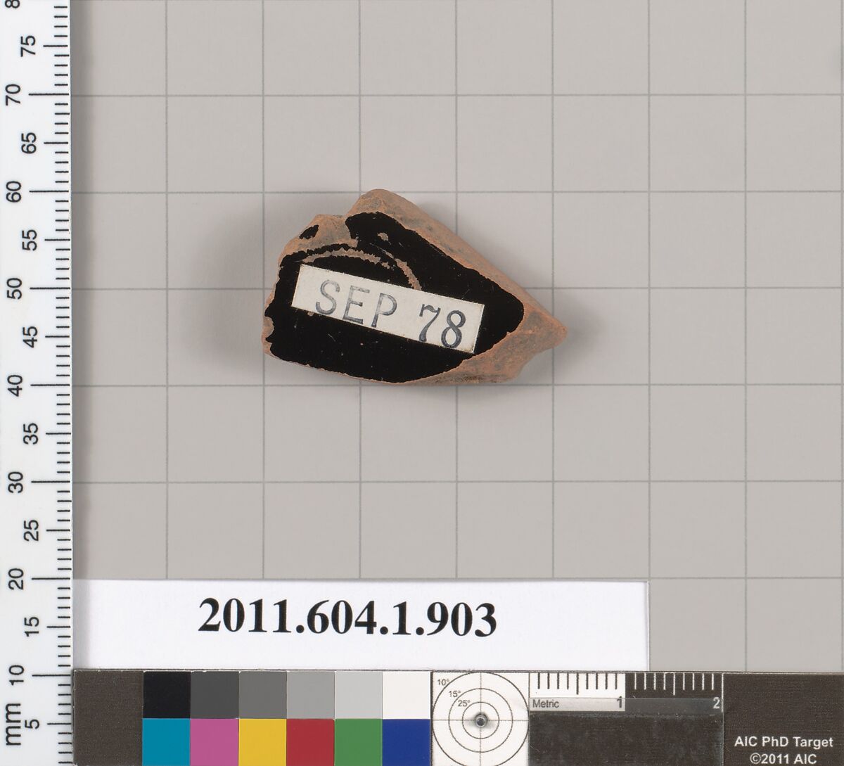 Terracotta fragment of a kylix (drinking cup), Terracotta, Greek, Attic