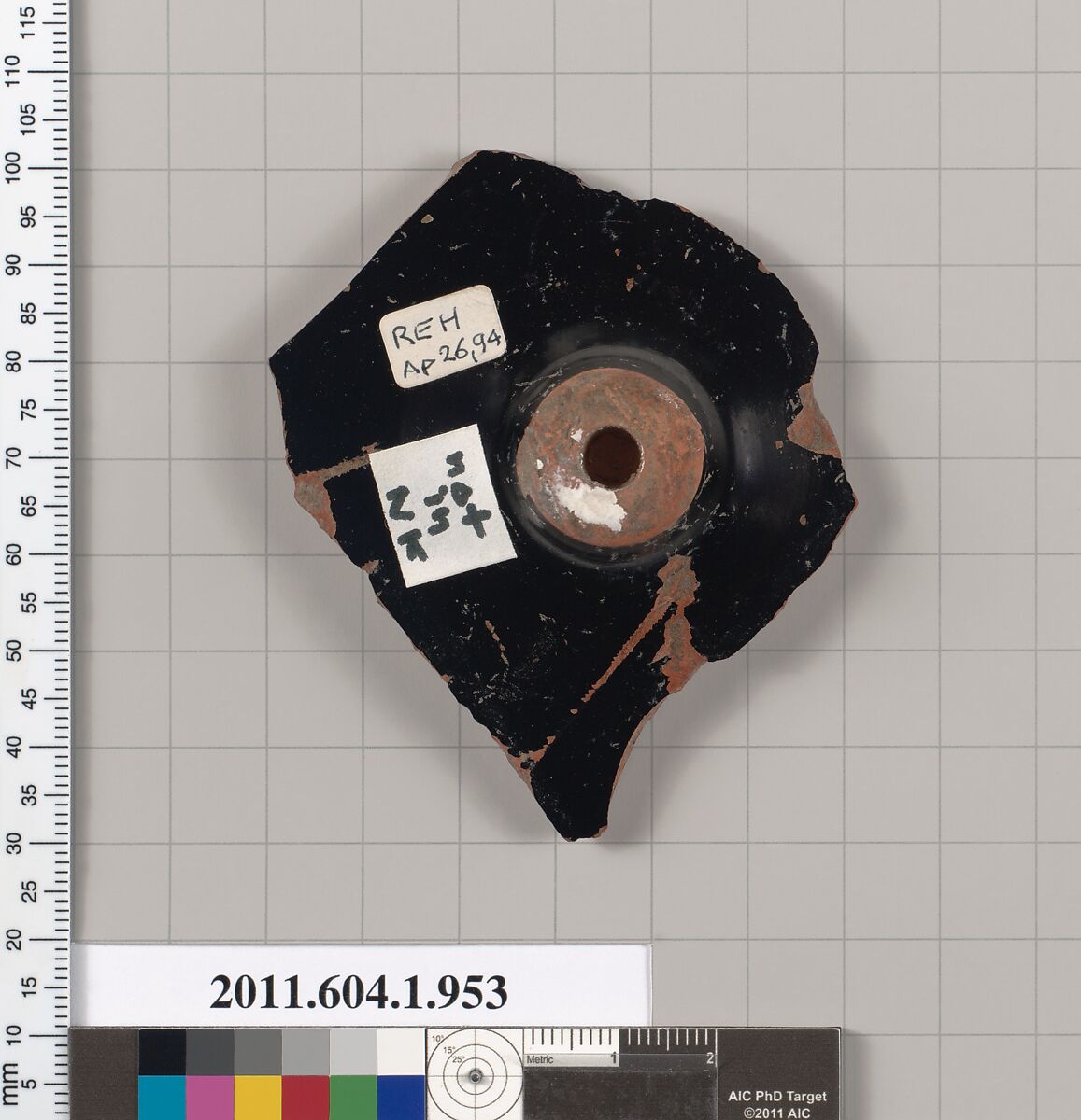 Terracotta fragment of a kylix (drinking cup), Terracotta, Greek, Attic