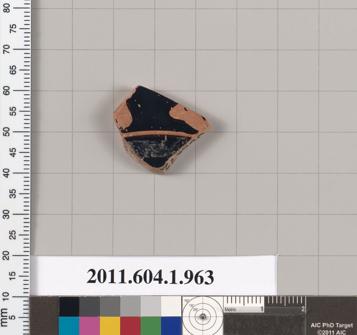Terracotta fragment of a kylix (drinking cup), Terracotta, Greek, Attic