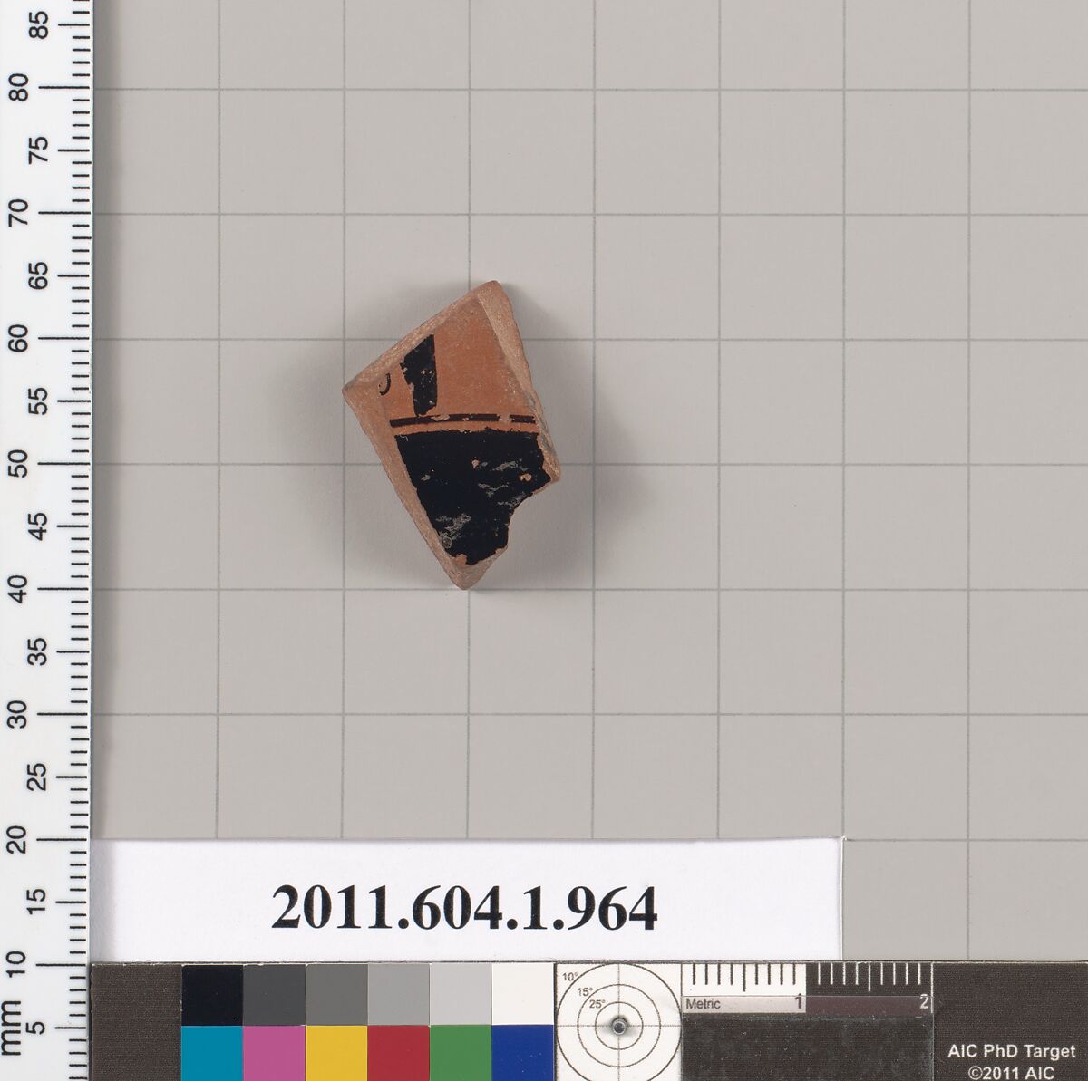 Terracotta fragment of a kylix (drinking cup), Terracotta, Greek, Attic