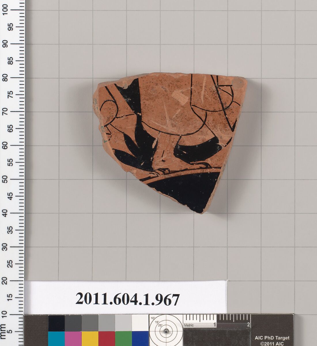 Terracotta fragment of a kylix (drinking cup), Terracotta, Greek, Attic