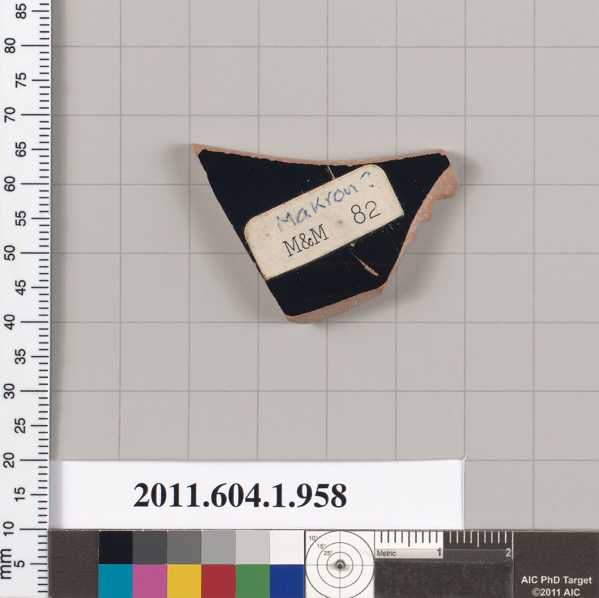 Terracotta fragment of a kylix (drinking cup), Attributed to Makron ? [DvB], Terracotta, Greek, Attic