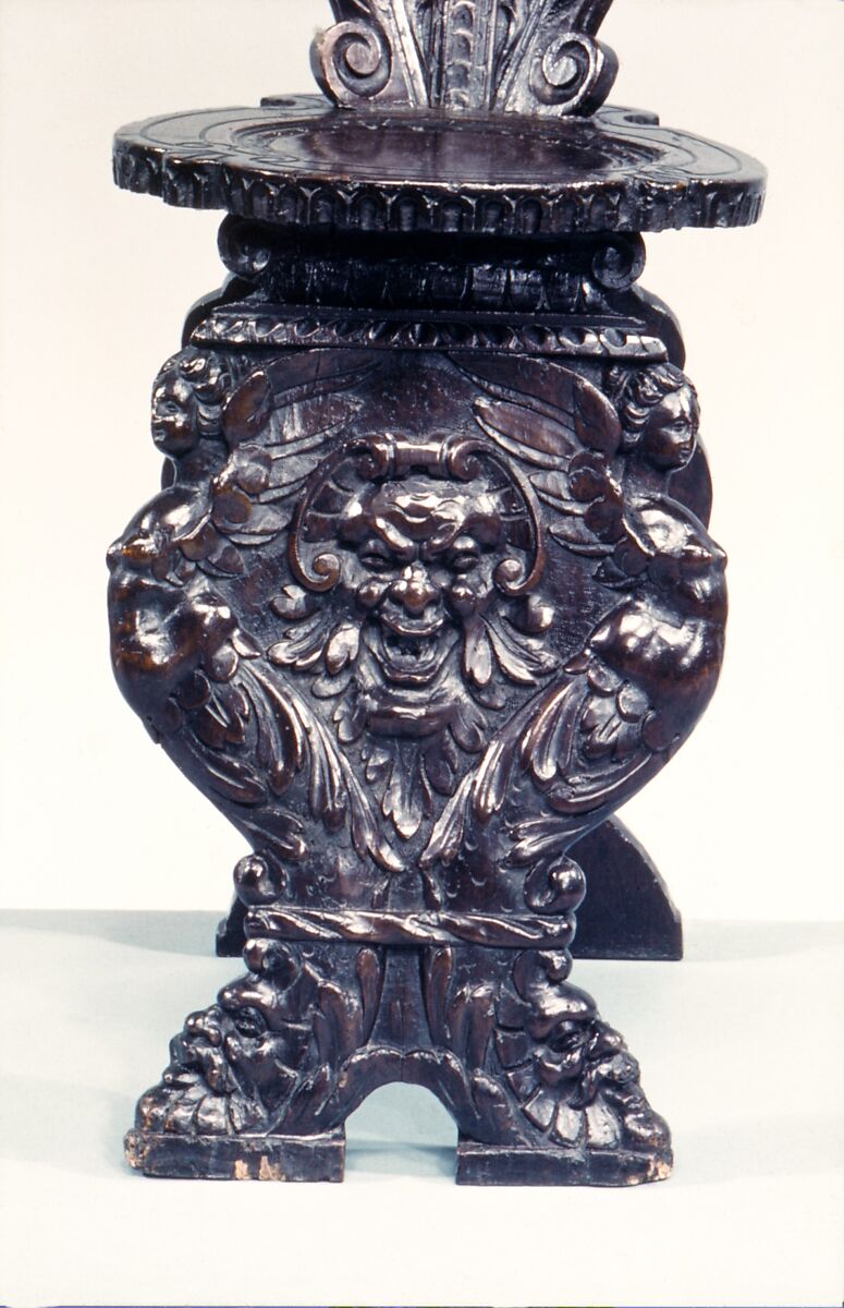 Sgabello (one of a pair), Carved and painted walnut, Italian, Florence