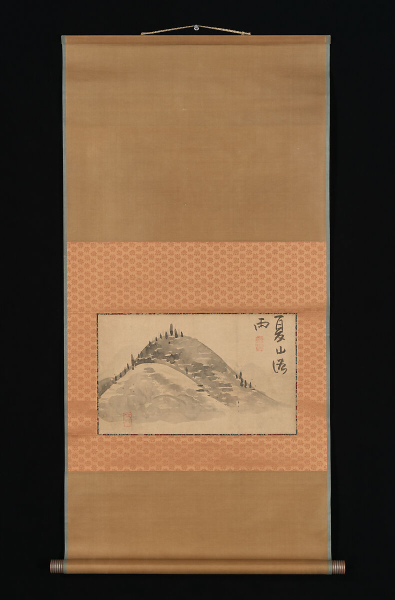 Mountain and Calligraphy, Ike no Taiga (Japanese, 1723–1776), Album leaves mounted as hanging scrolls; ink on paper, Japan