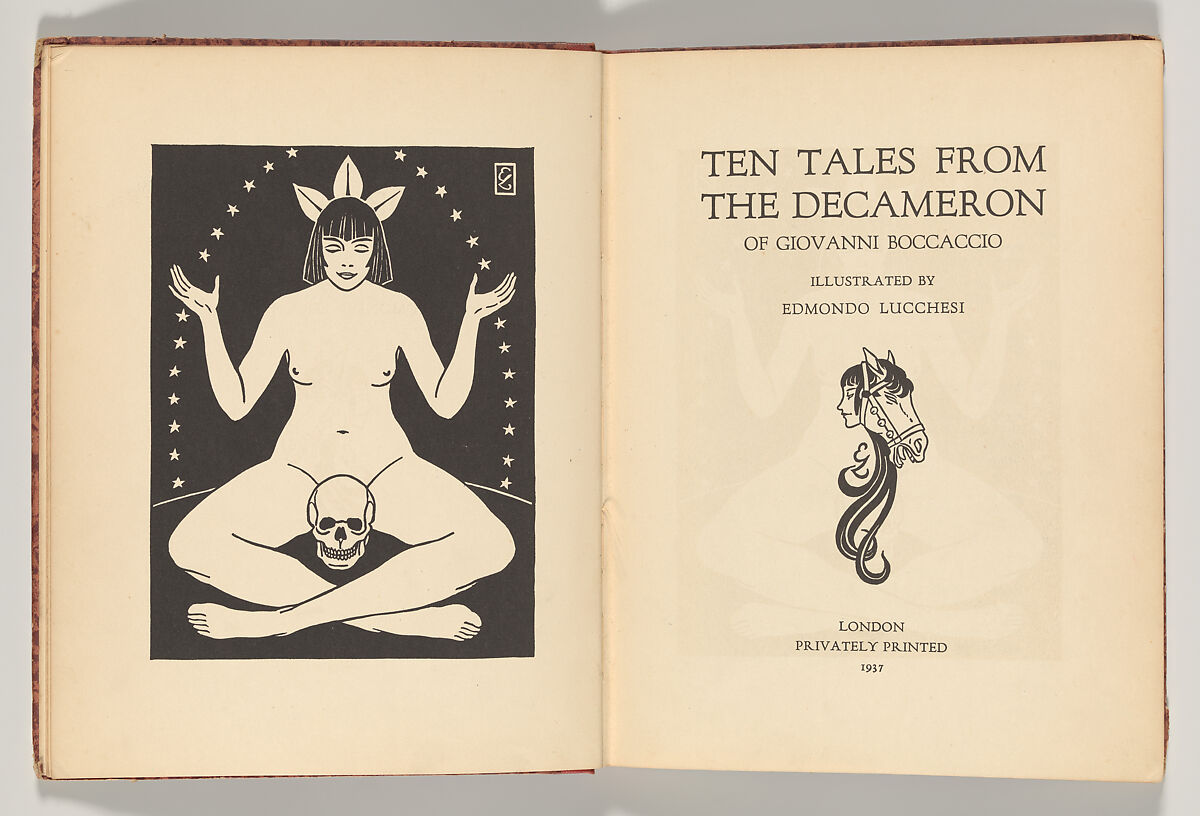 Art Deco Illustrated Books: Ten Tales from the Decameron of Giovanni Boccaccio; Brutus the Fool, Part I., Mabel Charlotte Alleyne (British, Southampton 1896–1961), Illustrations: wood engraving; pen and black ink