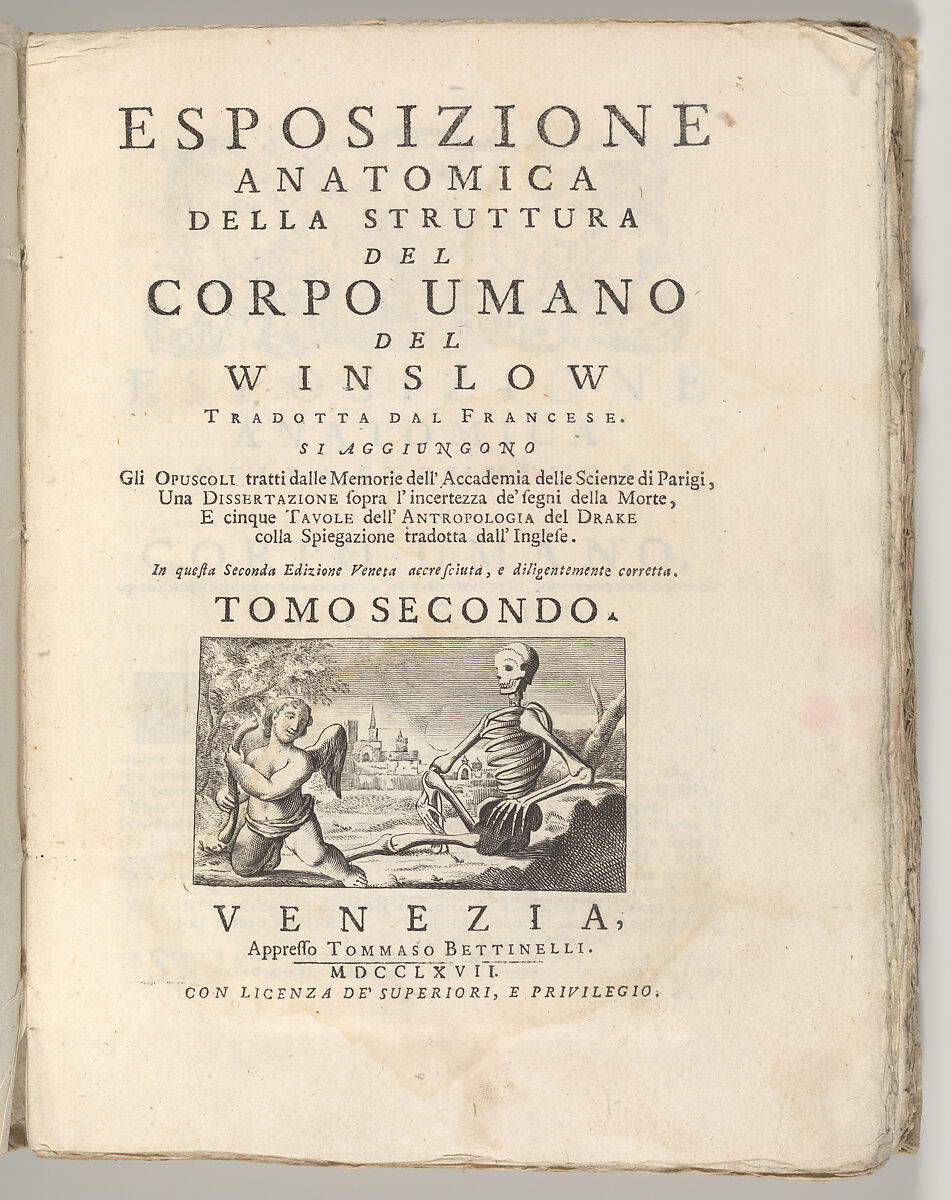 Science Books: Gemmae Antiquae Litteratae; Espozione Anatomica della Struttura del Corpo Umano del Winslow, tradotto dal Franzese (...) tome 1 and 2, Francesco Ficoroni (Italian, 1664–1747), Letterpress and etching