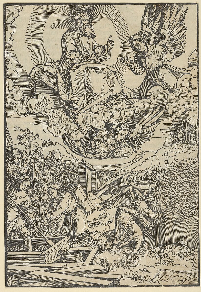 The Harvest and the Wine-Press of Blood, Hans Schäufelein (German, Nuremberg ca. 1480–ca. 1540 Nördlingen), Woodcut 