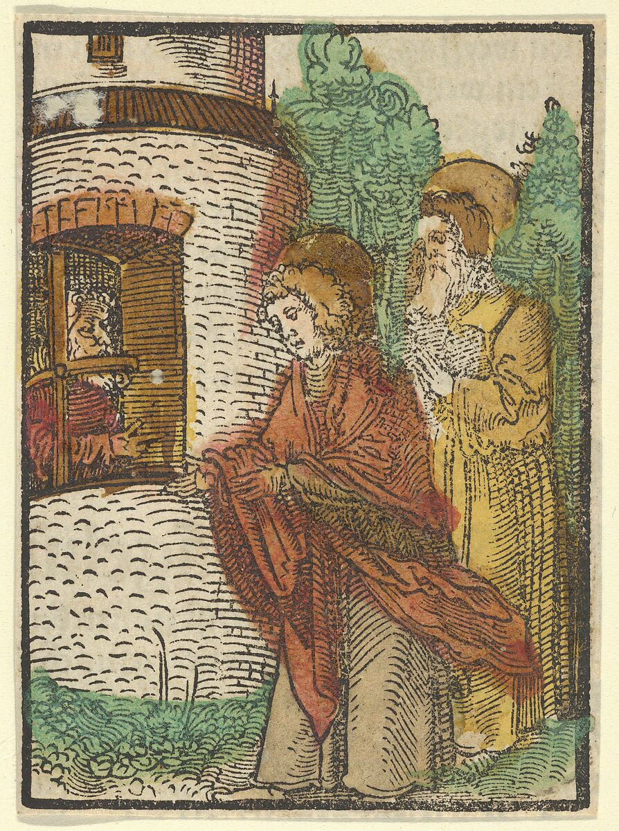 St. John in Prison, from Das Plenarium, Hans Schäufelein (German, Nuremberg ca. 1480–ca. 1540 Nördlingen), Woodcut (hand-colored) 