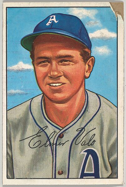 Elmer Valo, Outfield, Philadelphia Athletics, from Picture Cards, series 6 (R406-6) issued by Bowman Gum, Issued by Bowman Gum Company, Commercial color lithograph 