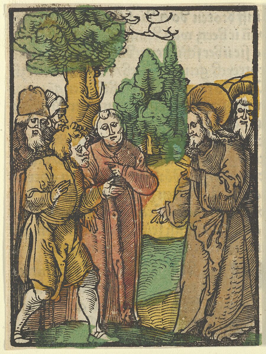 Christ and the Pharisees, from Das Plenarium, Hans Schäufelein (German, Nuremberg ca. 1480–ca. 1540 Nördlingen), Woodcut (hand-colored) 