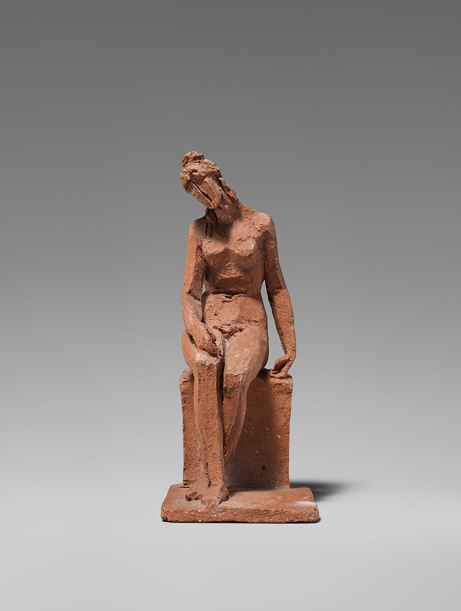 Figural study of a female nude seated, Jacques-Edmé Dumont (Paris 1761–1844), Terracotta, French