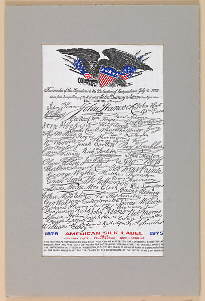 Commemorative ribbon for 100th anniversary of American Silk Label Company, American Silk Label Manufacturing Company (1875–ca. 1990), Silk, woven, American 