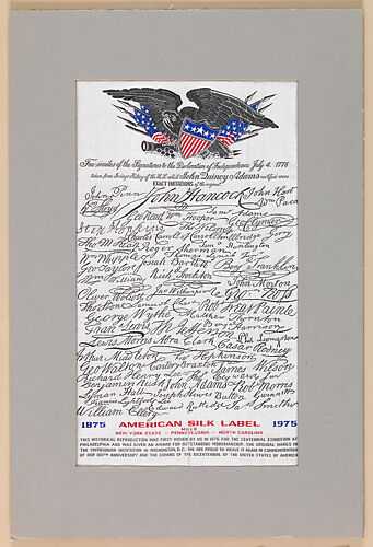 Commemorative ribbon for 100th anniversary of American Silk Label Company
