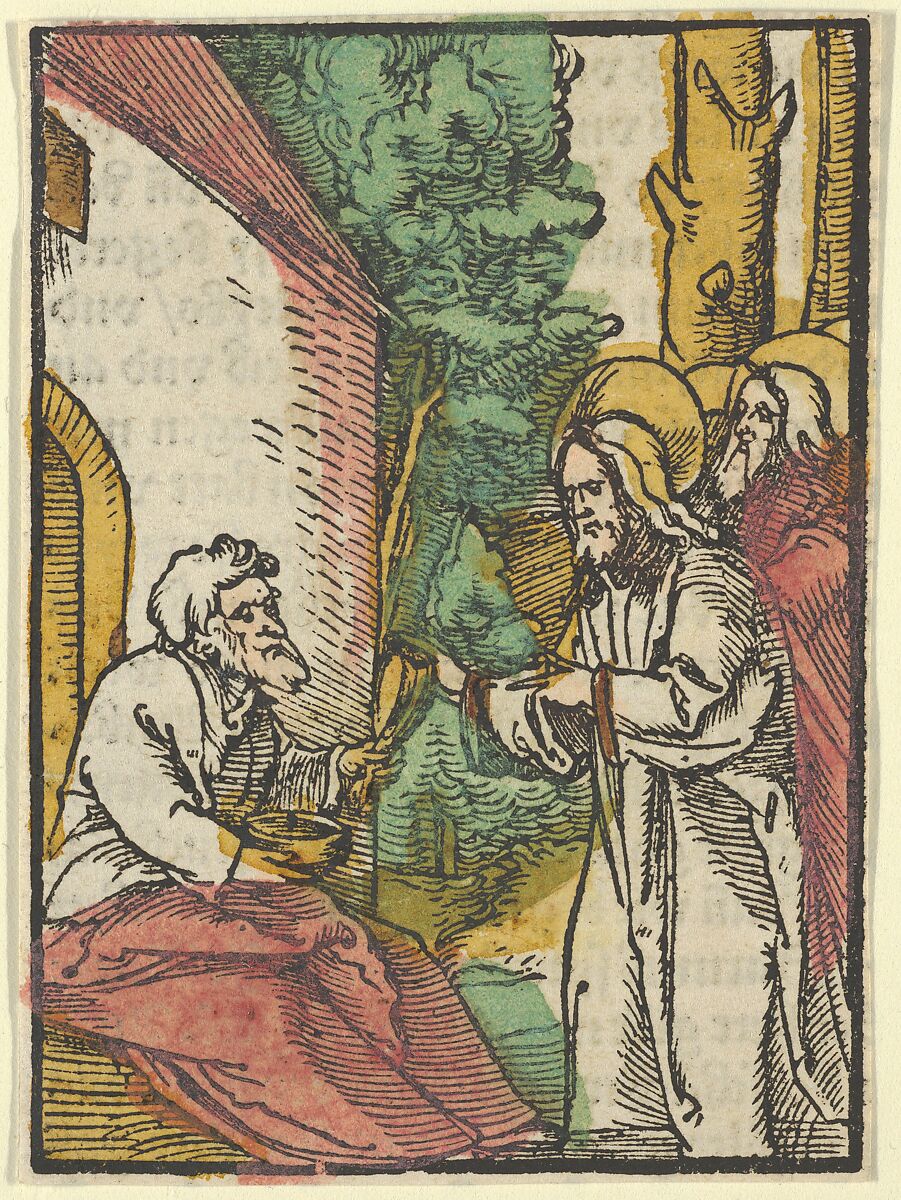 Christ Healing the Leper, from Das Plenarium, Hans Schäufelein (German, Nuremberg ca. 1480–ca. 1540 Nördlingen), Woodcut (hand-colored) 