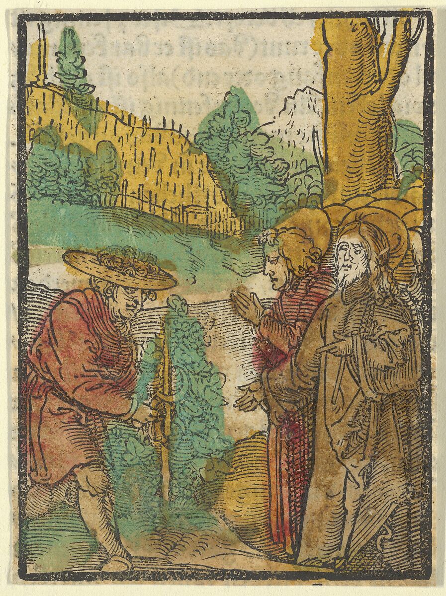 The Parable of the Workers in the Vineyard, from Das Plenarium, Hans Schäufelein (German, Nuremberg ca. 1480–ca. 1540 Nördlingen), Woodcut (hand-colored) 