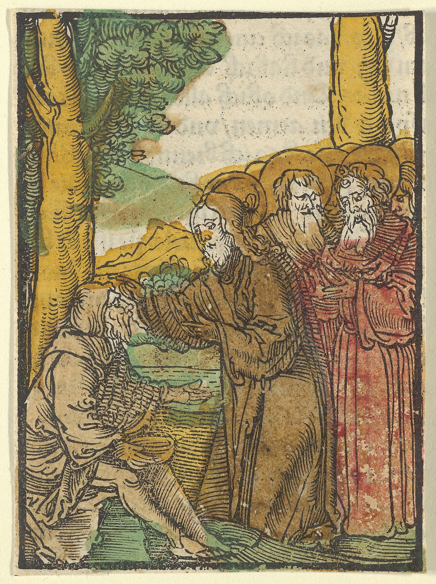 Christ Healing the Blind, from Das Plenarium, Hans Schäufelein (German, Nuremberg ca. 1480–ca. 1540 Nördlingen), Woodcut (hand-colored) 