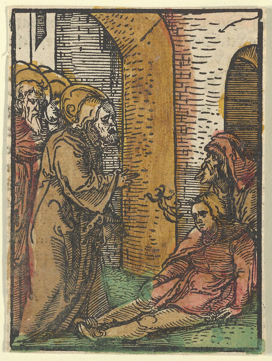 Christ Healing the Possessed, from Das Plenarium, Hans Schäufelein (German, Nuremberg ca. 1480–ca. 1540 Nördlingen), Woodcut (hand-colored) 