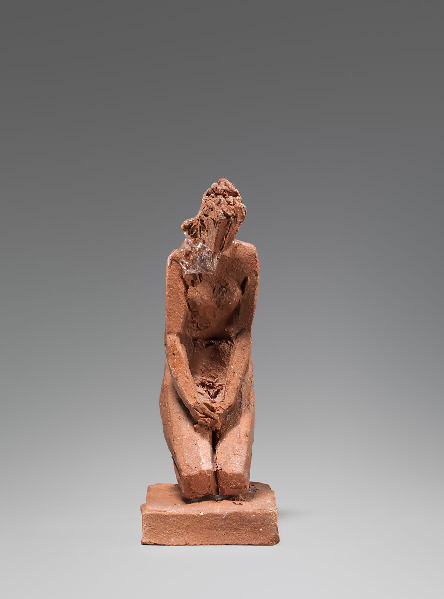 Figural study of a female nude kneeling, Jacques-Edmé Dumont (Paris 1761–1844), Terracotta, French