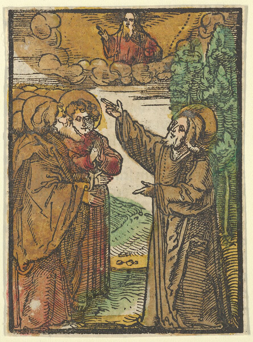 Christ Talking about his Return to the Father, from Das Plenarium, Hans Schäufelein (German, Nuremberg ca. 1480–ca. 1540 Nördlingen), Woodcut (hand-colored) 