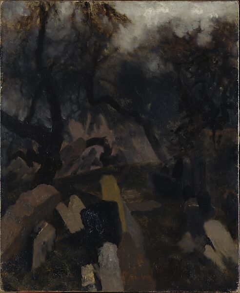 The Jewish Cemetery in Prague, Adolph Menzel (German, Breslau 1815–1905 Berlin), Oil on canvas 