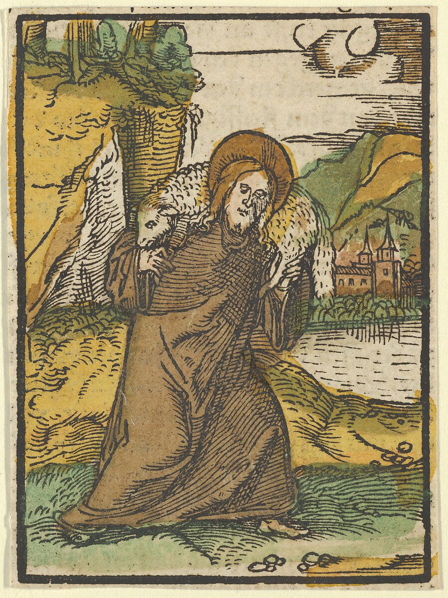 Christ as Good Shepherd, from Das Plenarium, Hans Schäufelein (German, Nuremberg ca. 1480–ca. 1540 Nördlingen), Woodcut (hand-colored) 