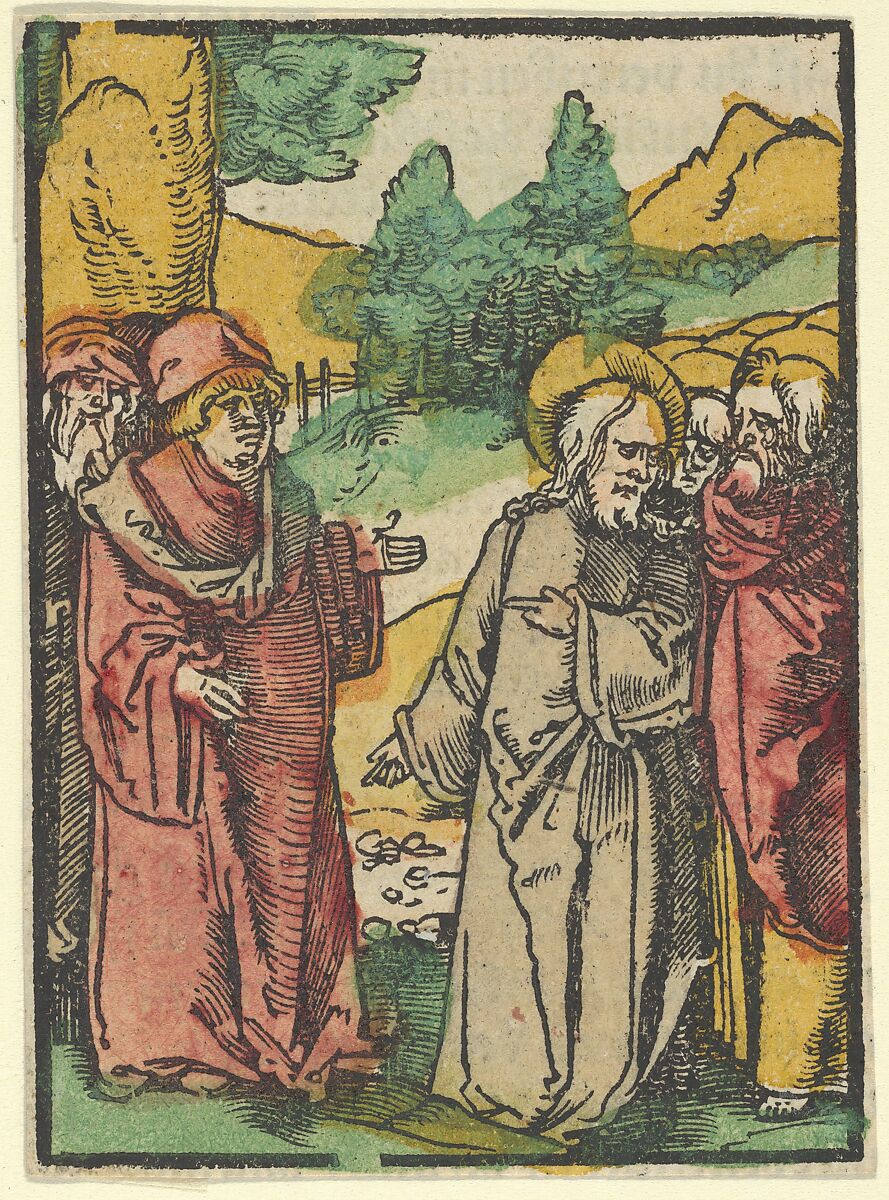 Christ Warning the Disciples of False Prophets, from Das Plenarium, Hans Schäufelein (German, Nuremberg ca. 1480–ca. 1540 Nördlingen), Woodcut (hand-colored) 