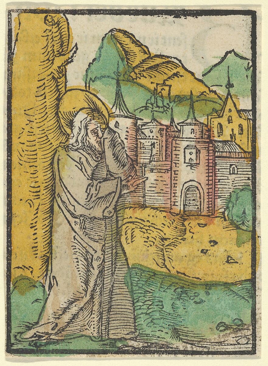Christ Deploring Jerusalem, from Das Plenarium, Hans Schäufelein (German, Nuremberg ca. 1480–ca. 1540 Nördlingen), Woodcut (hand-colored) 