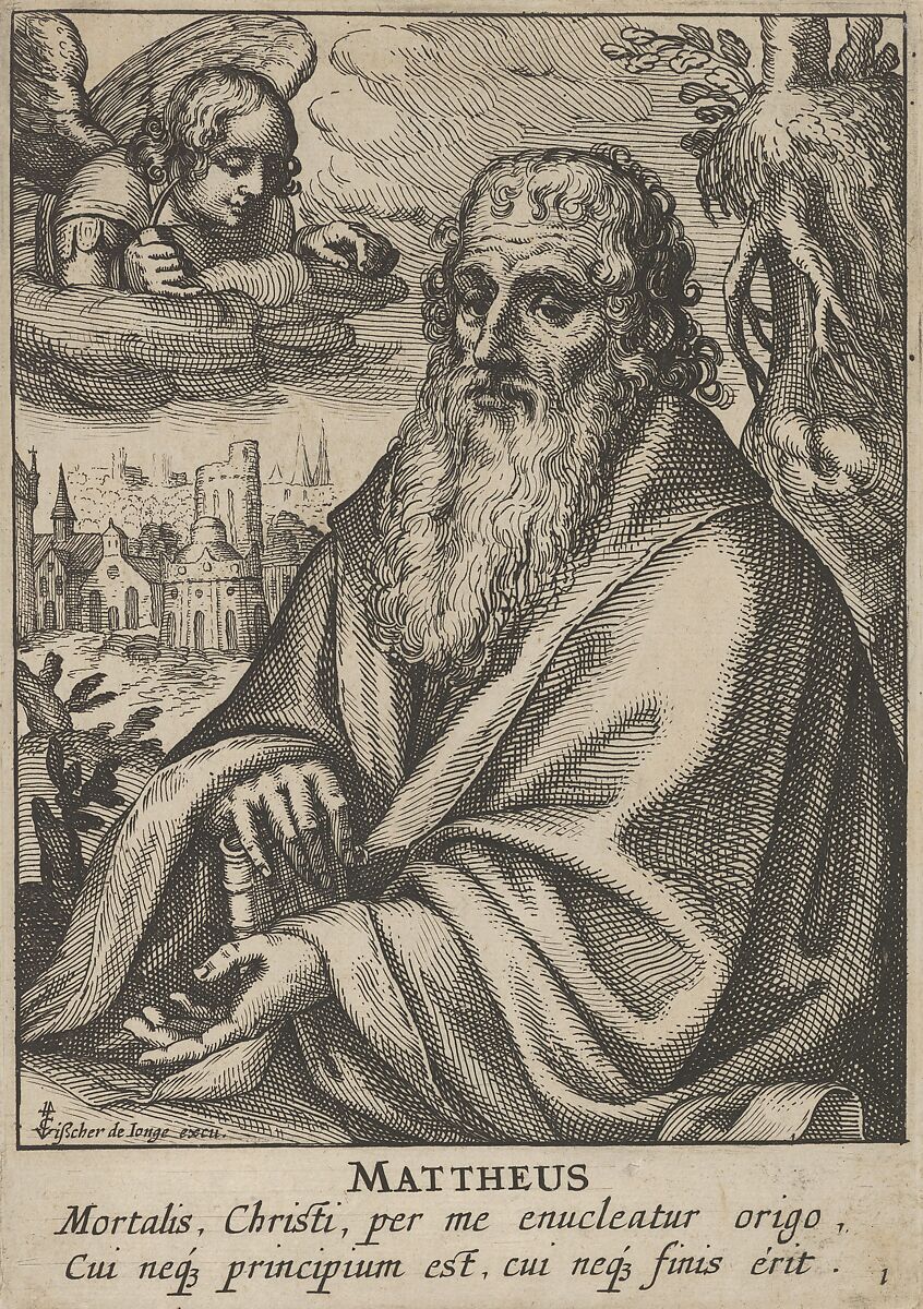 Matthew, from The Four Evangelists, Pieter Feddes van Harlingen (Dutch, 1586–1622), Etching 