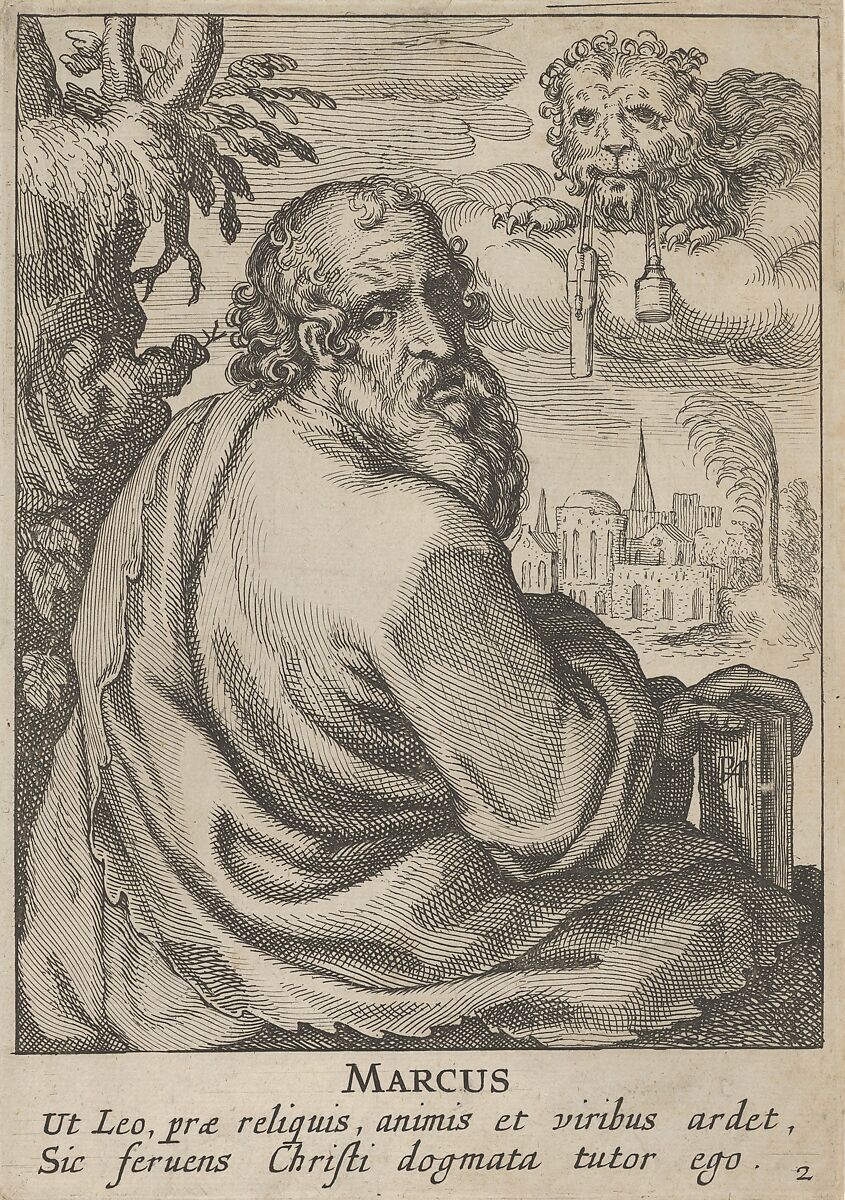 Mark, from The Four Evangelists, Pieter Feddes van Harlingen (Dutch, 1586–1622), Etching 
