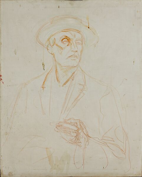 Self-Portrait with Wounded Eye, Edvard Munch (Norwegian, Løten 1863–1944 Ekely), Charcoal and oil (and lithographic chalk?) on canvas 