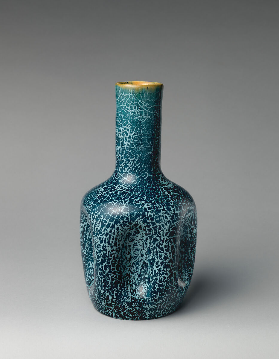 Bottle vase, Christopher Dresser (British, Glasgow, Scotland 1834–1904 Mulhouse), Glazed earthenware, British 