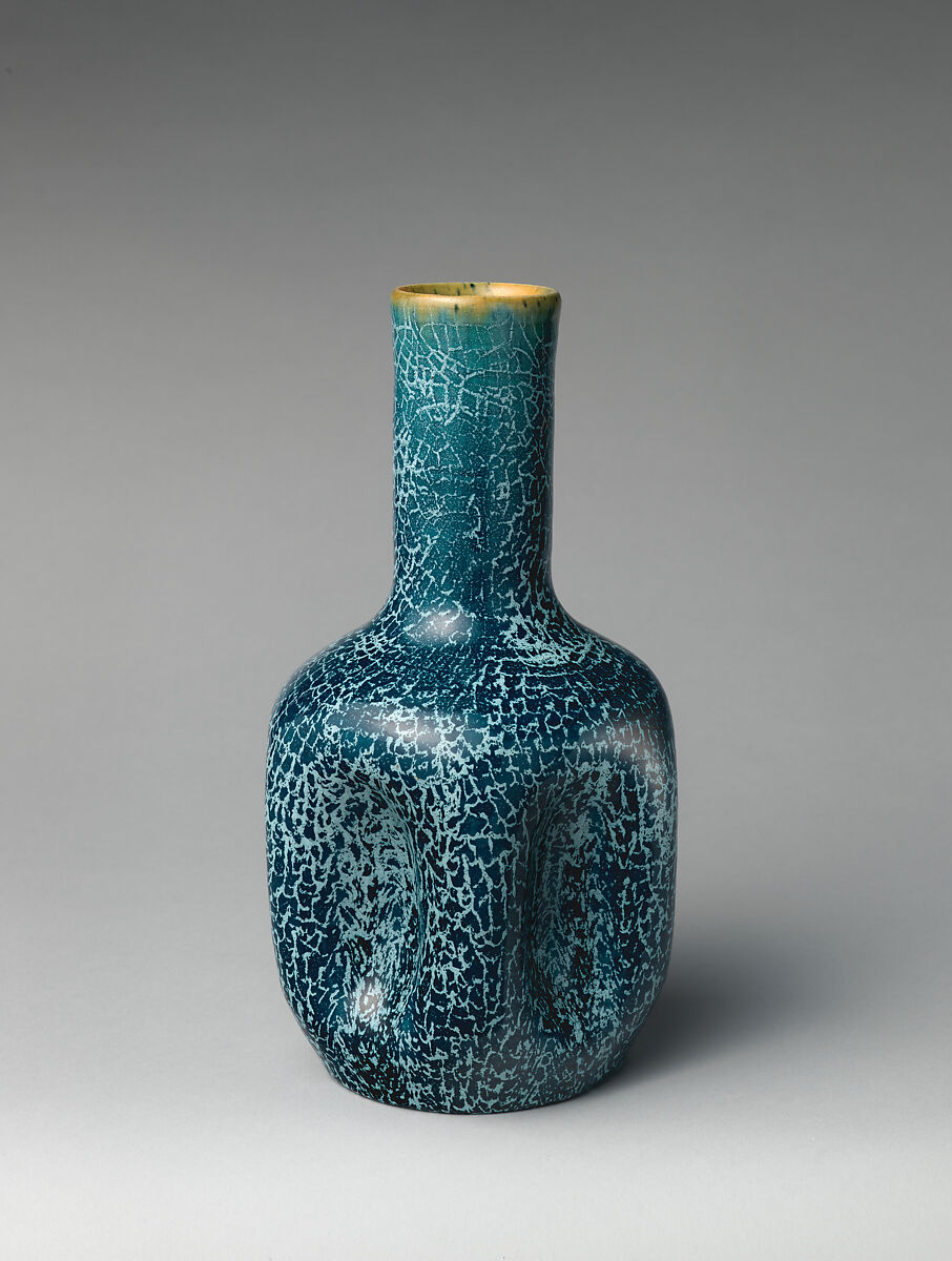 Bottle vase, Christopher Dresser (British, Glasgow, Scotland 1834–1904 Mulhouse), Glazed earthenware, British